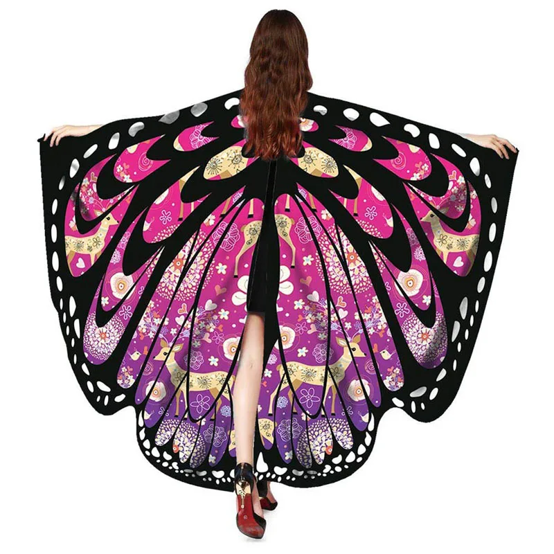 H& ZY Рождество дизайн женщин крылья бабочки шарф-Пашмина Нимфа Пикси пончо костюм аксессуар - Цвет: 7-Rose