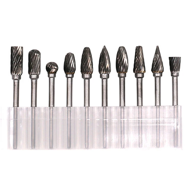 10pc 1/8" Dremel Carbide Burrs Drill Bit Set Rotary Burr Micro Drill