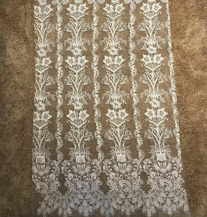 

High Quality African Tulle Hvavy Beaded Lace Fabric For Wedding Beaded French Lace Fabric