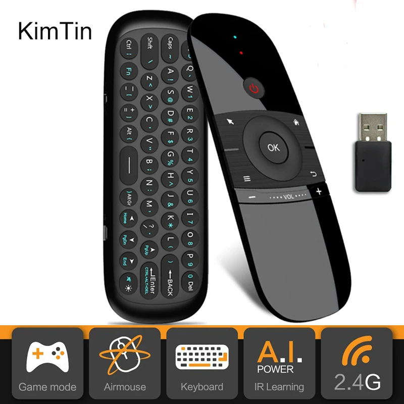 

W1 Fly Air Mouse Gyro Sensing Learning Remote Control Rechargeable 2.4G Wireless Keyboard Mouse Mice For Windows For iOS Android