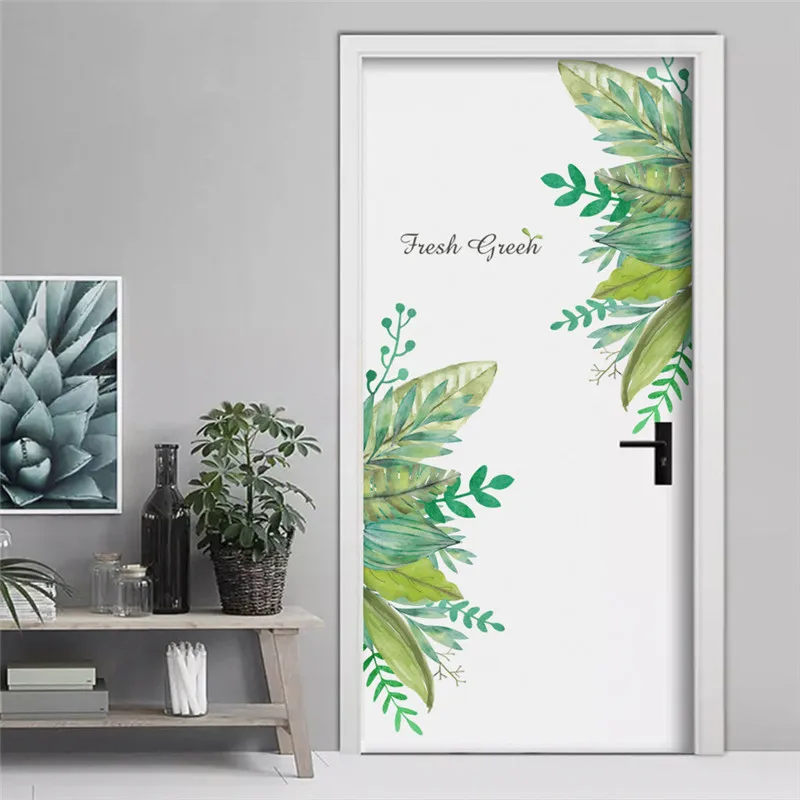 

DIY Palm Leaves Tropical Fresh Green Tree Leaves Wall Sticker Vinyl Mural Art for Kids Room Wall Decals Home Decor Living Room