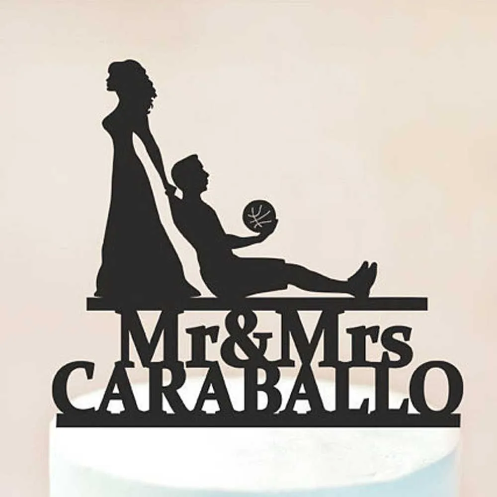 Personalized wedding cake topper,custom cake topper Basketball Wedding cake topper,Wedding Groom and bride basketball party