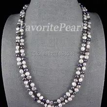 Жемчужное ожерелье длинные жемчужные ювелирные изделия 48 дюймов 7-8 мм белый серый черный цвет Модные женские ювелирные изделия