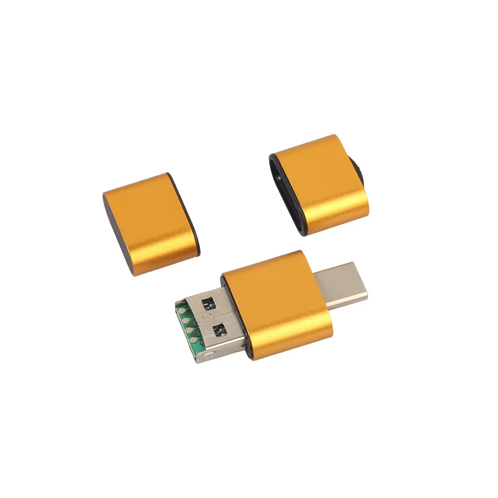 OTG type C к USB 2,0 Micro SD TF кард-ридер адаптер для Android телефона Универсальный OTG TF/SD для компьютера удлинители - Цвет: Gold