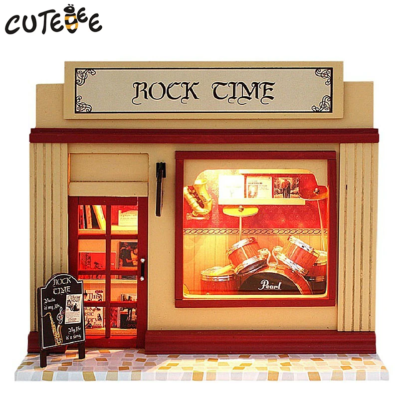 Image DIY Doll House Wooden Doll Houses Miniature dollhouse Furniture Kit Toys for children Gift Rock Time Shop  c007