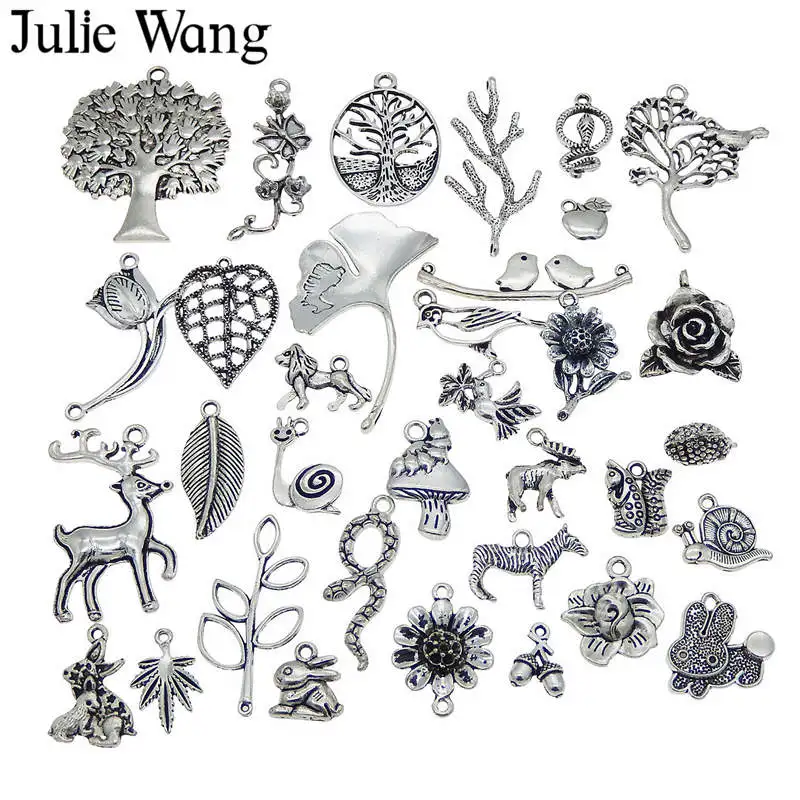 Julie Wang 10 шт. случайная отправка птиц животных листьев цветов шармы ожерелье