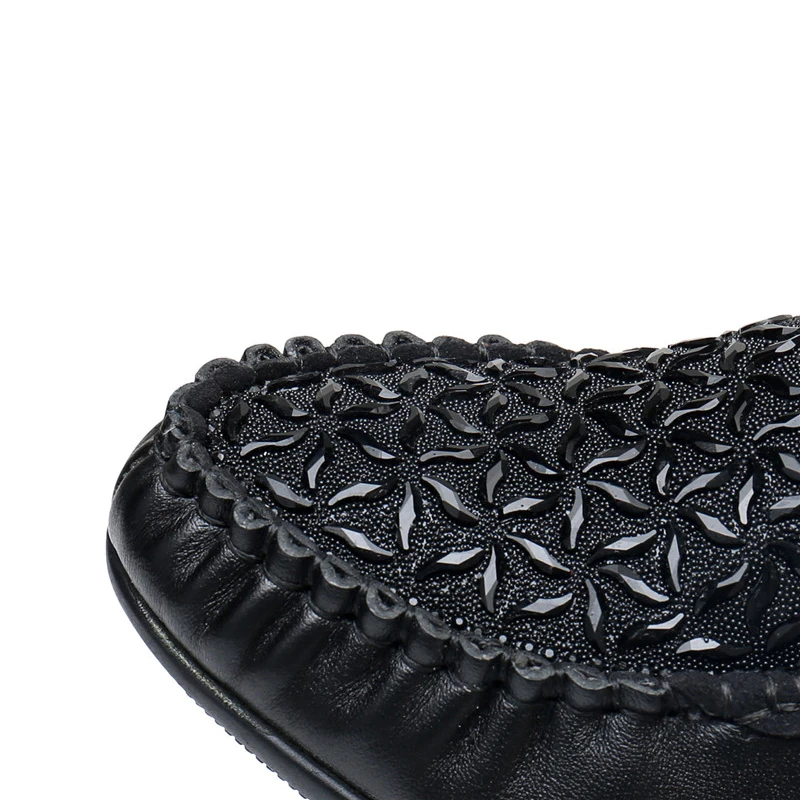 CEYANEAO/Новинка; женская обувь на танкетке из натуральной кожи со стразами; удобные женские лодочки; Модная элегантная обувь на высоком каблуке для мам