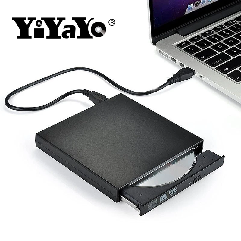 YiYaYo Внешний DVD Оптический привод USB 2,0 DVD-ROM плеер CD/DVD-RW горелки Reader Писатель регистраторы portátil для оконные рамы PC