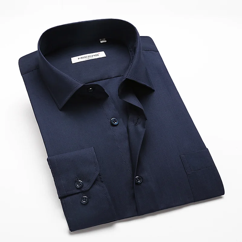 Брендовые 10 цветов мягкие хлопковые повседневные рубашки мужские высококачественные мужские свадебные рубашки с длинными рукавами строгая сорочка однотонная - Цвет: Navy