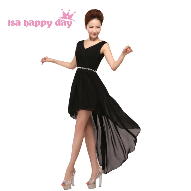 

vestidos de festa 2019 new arrival formal sexy black dresses short in front long back high low prom dress women under 100 H3753