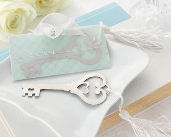 

200pcs Stainless Steel Key to My Heart Bookmark Metal Bookmarks For Book Special Wedding Favor Gift wa3359