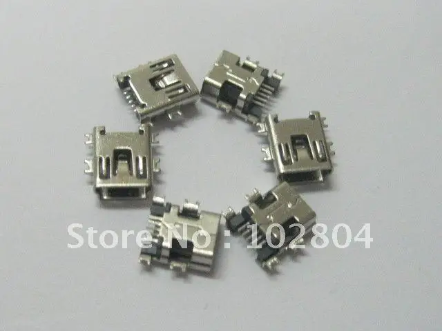 

Mini 5Pin USB Female Jack SMT Sinking Plates Connector NEW 50 Pcs Per Lot HOT Sale HIGH Quality