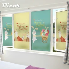 Милый белый кролик, стеклянная наклейка, мультфильм, сплошной цвет, аниме, плакат для детской комнаты, подарок для детей, милая наклейка на окно, BLT90