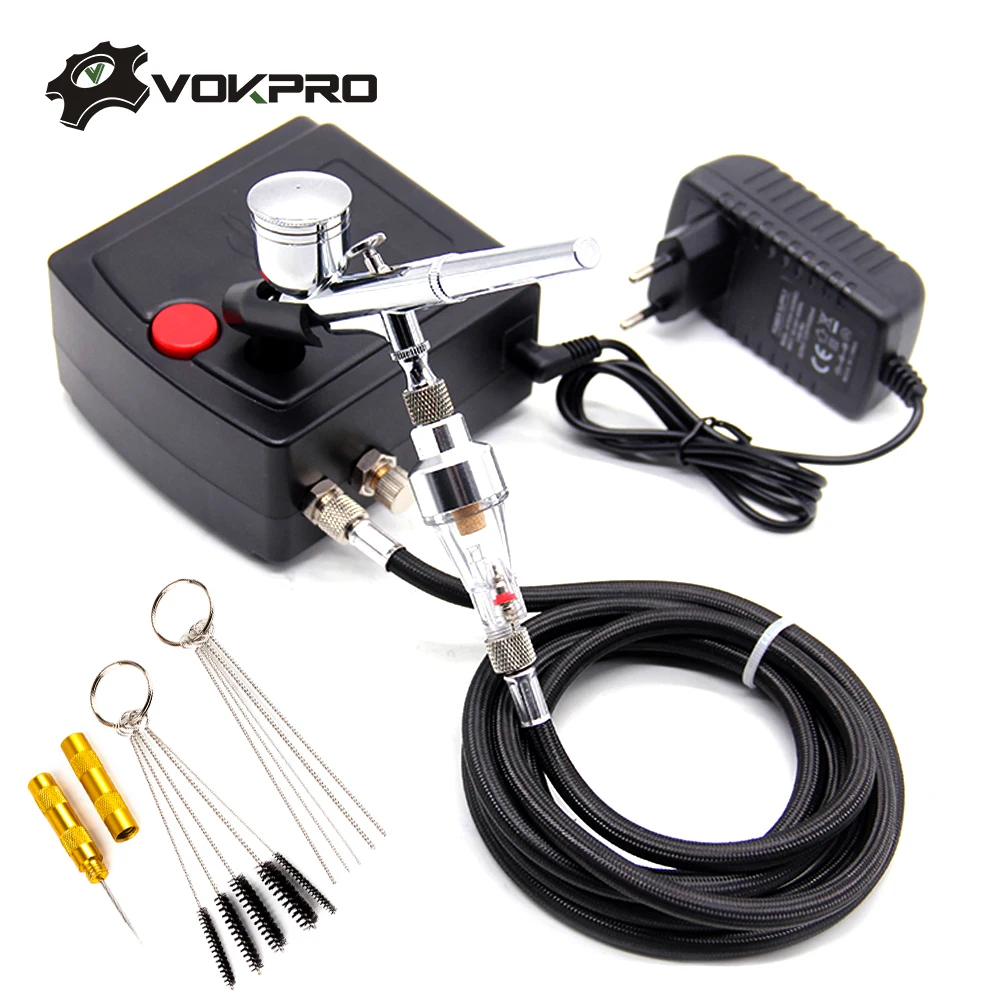 

0.2/0.3mm Dual Action Airbrush Kit With Compressor Airless Spray Paint Gun For Nail Design Painting Cake Air-Brush Clean Set