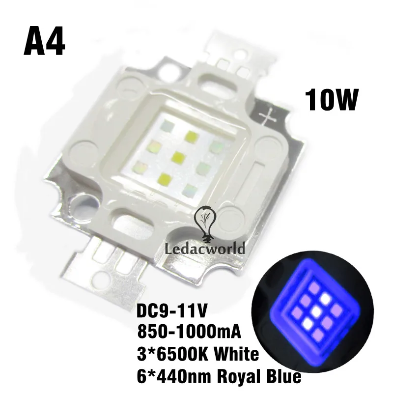Отличное качество 10 Вт высокое Мощность светодио дный завод растут чип 390nm 440nm 520nm 660nm 6500 К Королевский синий Глубокий красный зеленый для