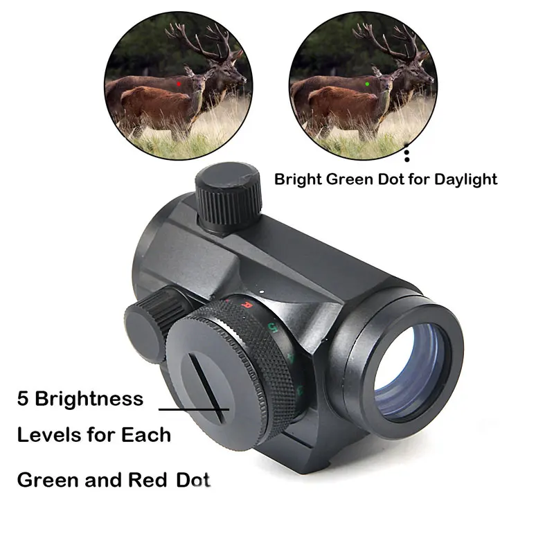 

Hunting Optics Riflescope Tactical Mini 1X22 Red Green Dot Sight 5 models brightness adjustment Rifle Scope Reflex Lens