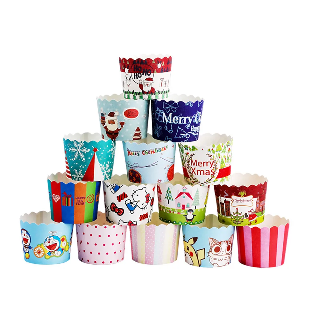 

Christmas Cupcake Wrapper Muffin Cases Paper Baking Cups Creative Cupcake Decoration Cake Mold Bakeware 100 Counts