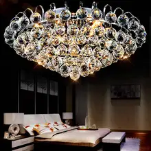 Crystal Ball Hanging Light Luxury Modern Ceiling Lamp Living Room Bedroom Hallway Chrome Iron Indoor Home Lighting E14 110-220V