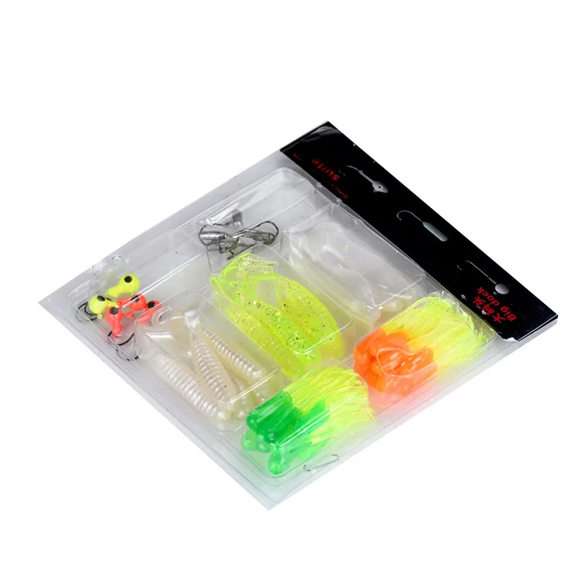 

35pcs Soft Worm Lure Carp Fishing Lure Set&10pcs Small Lead Head Hook Baits Tackle Multicolor For useful Fishing Accessories 4A