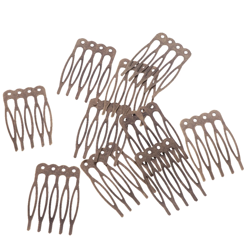 Vintage Blank Metal Hair Comb for Bridal Hair Accessories DIY 2.7cm Bronze