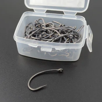 50pcs Barbless Fishing Hook Coating High Carbon Steel 8004 1