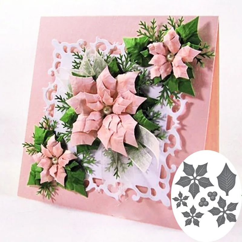

Layered Flower metal cutting dies New 2019 leaf poinsettia die cut stencil craft dies for scrapbooking card making DIY supply