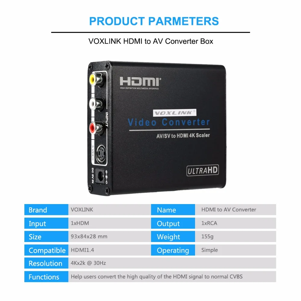 1080 P HD Video Converter 4 К * 2 HDMI AV CVBS RCA аудио видео скейлер конвертера для HDTV PS проектор|hd