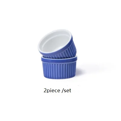 1 шт. японский маленький керамический суфле пудинг миска для выпечки маленькая миска для закусок - Цвет: two dark blue  bowl