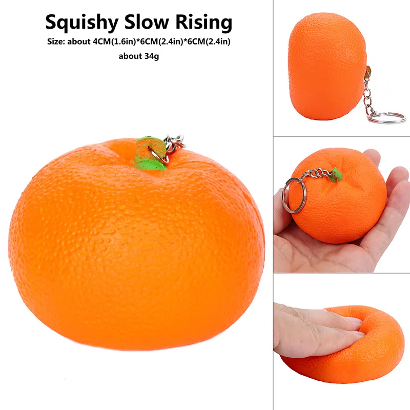 Squeeze Squishy Watermelon Slow Rising Simulation Stress Stretch Bread squish Fruit toy kids toys christmas free shipping - Цвет: tangerine