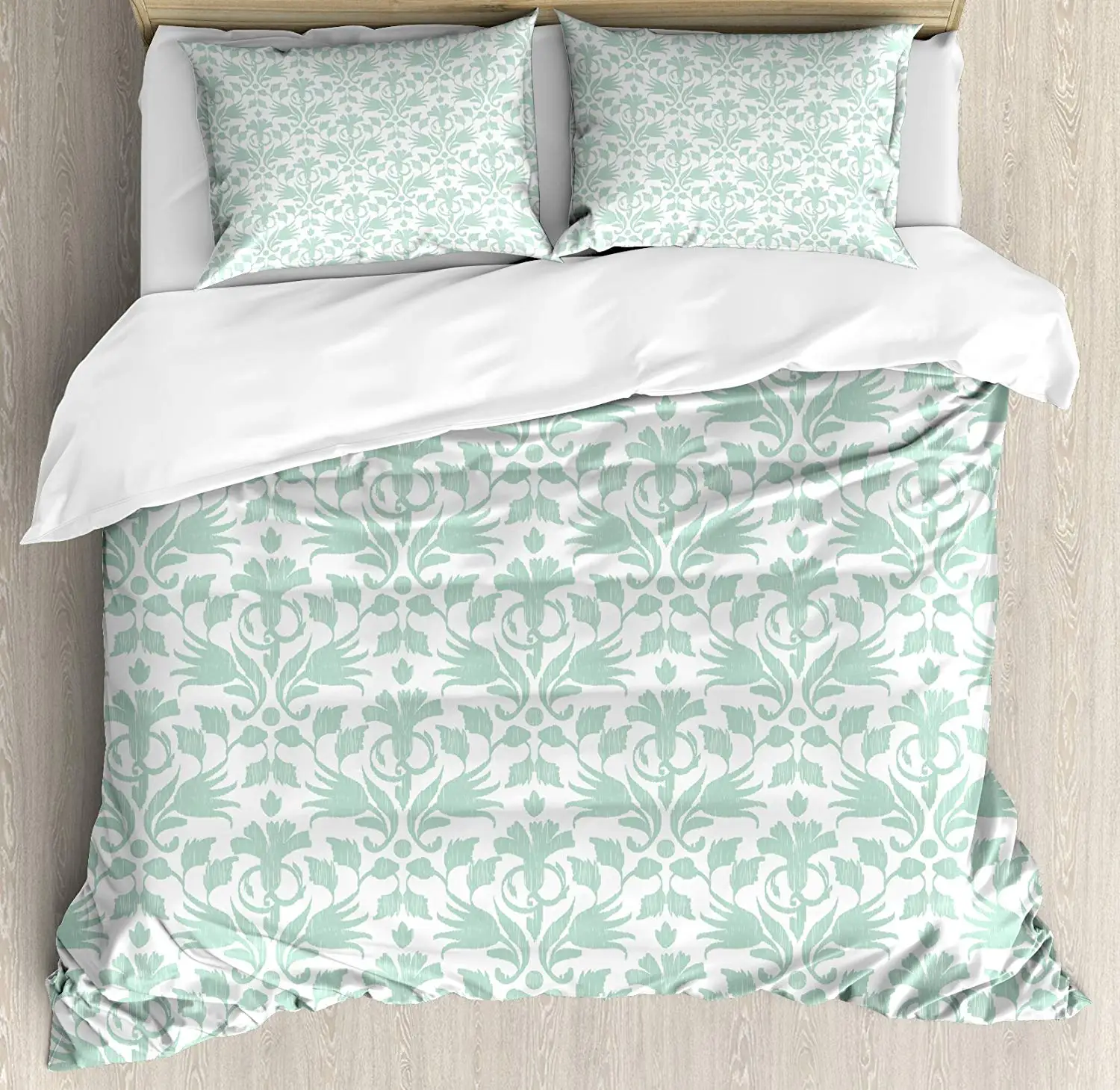 Aqua Duvet Cover Set Sea Wave Like Image Round Swirls Beach Theme