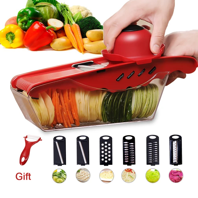 Mandoline Slicer Adjustable Vegetable Slicer with 6 Blades Peeler Food