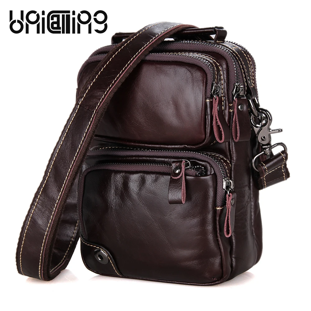 

UniCalling genuine leather men bag fashion vintage real cow leather men shoulder bag male messenger bag small bag leather