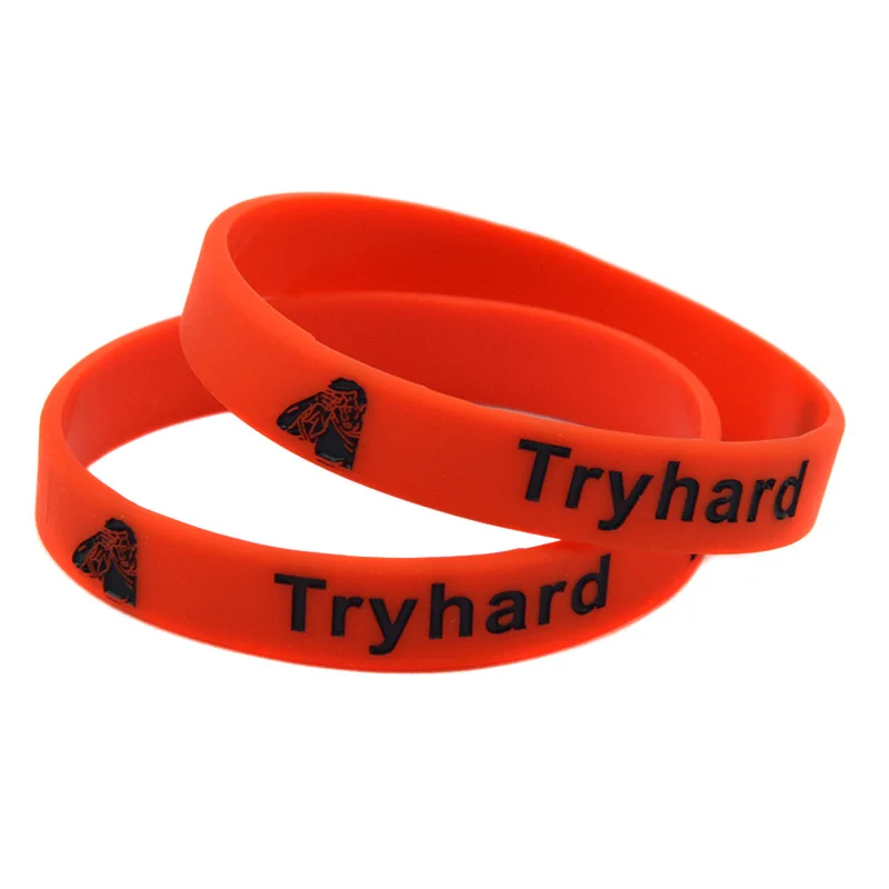 

OneBandaHouse 1PC Debossed Try Hard Silicone Wristband