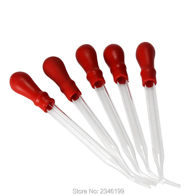 50pcs 100mm Clear Glass Pipette Dropper With Red Rubber Cap With