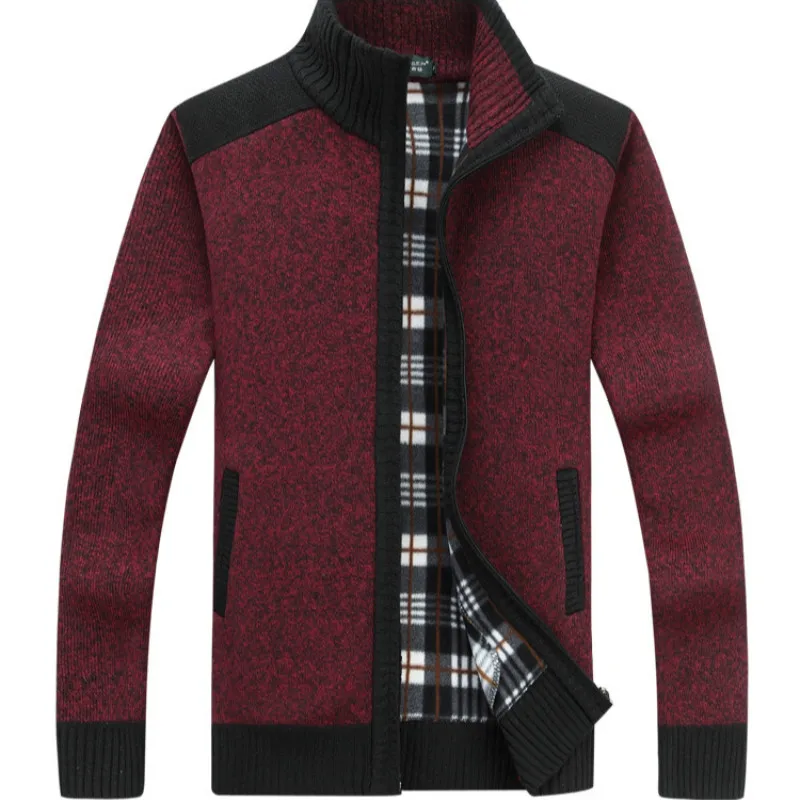 

Sweater autumn/winter 2019 new men's cardigan with fleece and thickened cardigan collar loose warm sweater coat