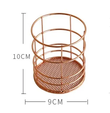 NOOLIM нордическая 4 размера розовая Золотая железная ручка карандаш корзина для хранения кухня ванная комната держатель для хранения косметики Настольный Органайзер - Цвет: Pen holder Round
