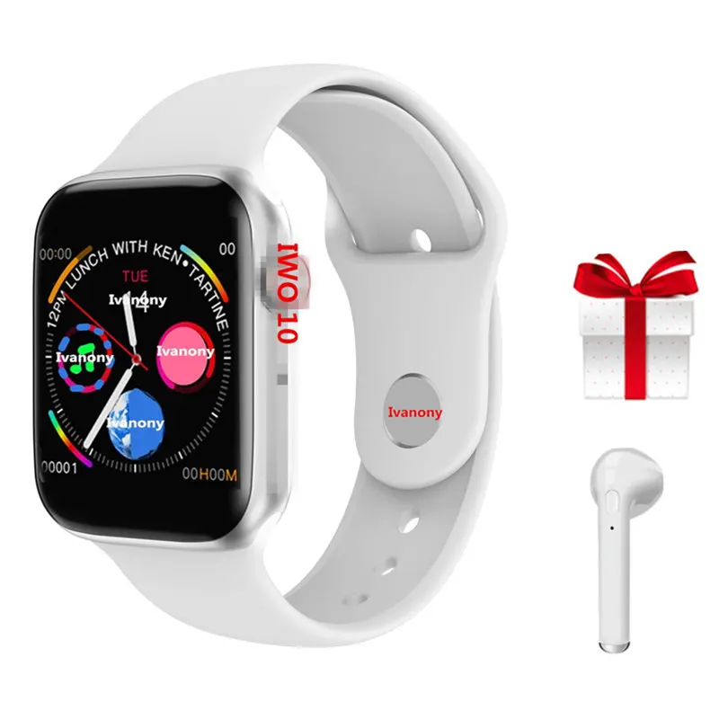 

Smart Watch IWO 10 44MM Series 4 MTK2502 IWO10 Smart Watch Sports Fashion Red Round Button for Appple iPhone Android Phone New