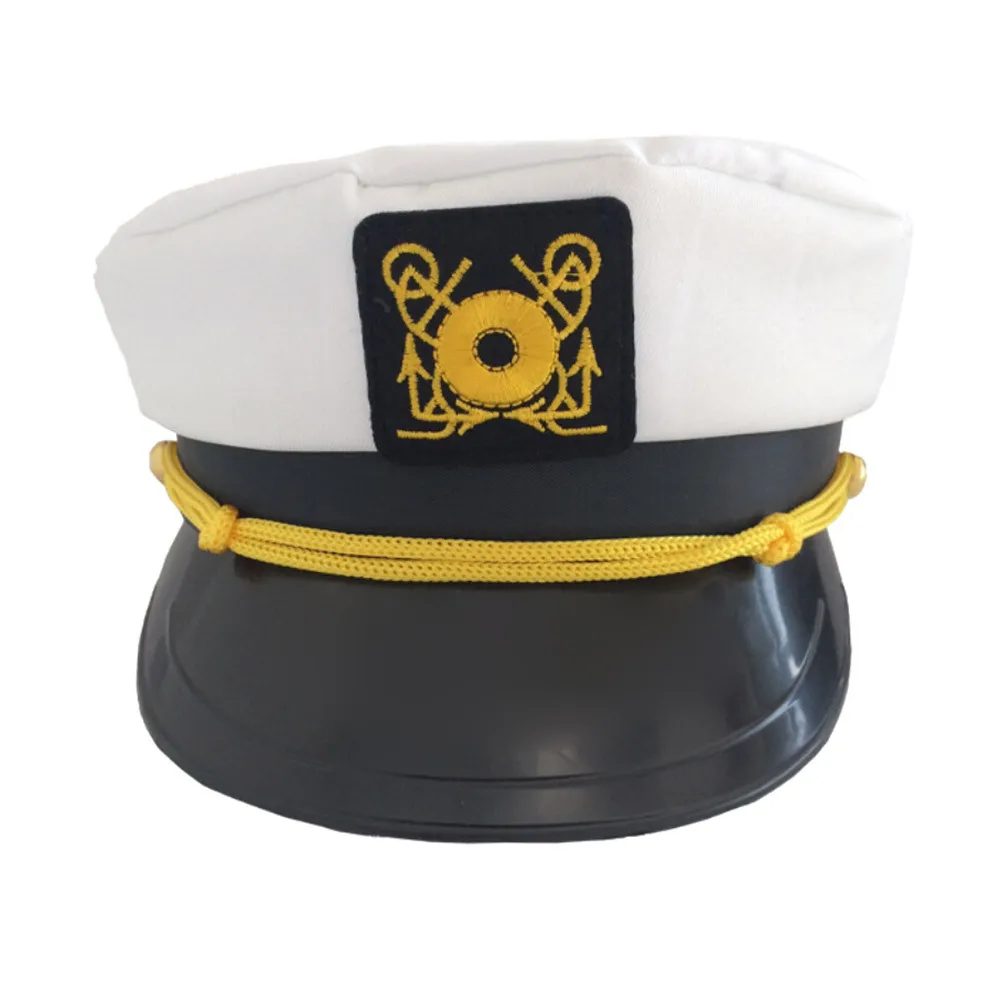 Военная морская шапка моряка корабль яхты Лодка детская атласная фуражка капитана морского флота Адмирала белого золота Кепка Для Взрослых нарядное платье ткань