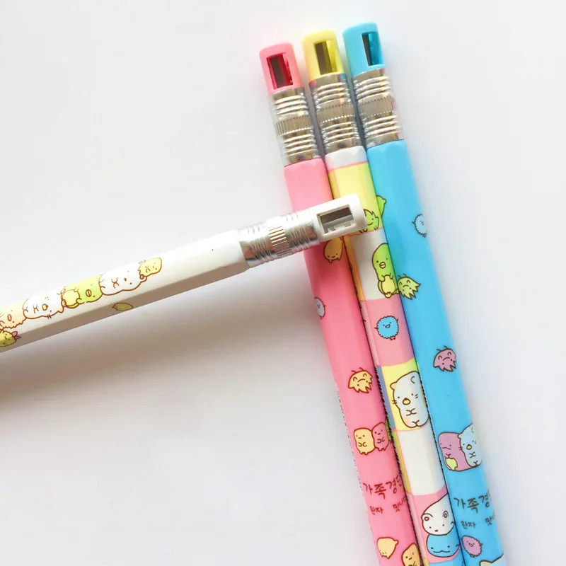 

2 pcs/lot Cute Colorful Sumikko Gurashi Ball Cap Plastic Mechanical Pencil Automatic Pen For Kid School Office Supply