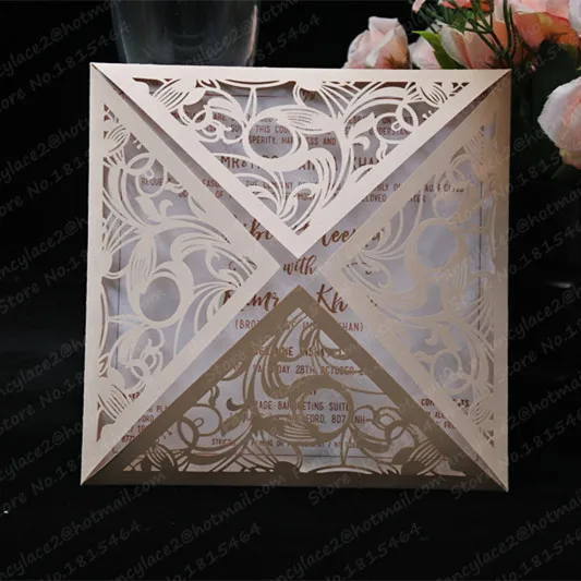

50pcs Romantic Wedding Party Invitation Card Delicate Carved Pattern Customizable Invitation Event & Party Supplies