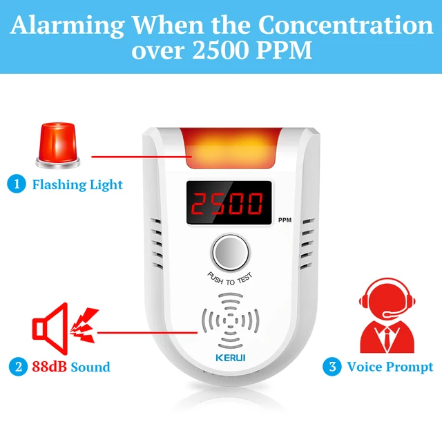 KERUI GD13 LPG GAS Detector Alarm Wireless Digital LED Display Natural Leak Combustible Gas Detector For Home Alarm System - Image 4
