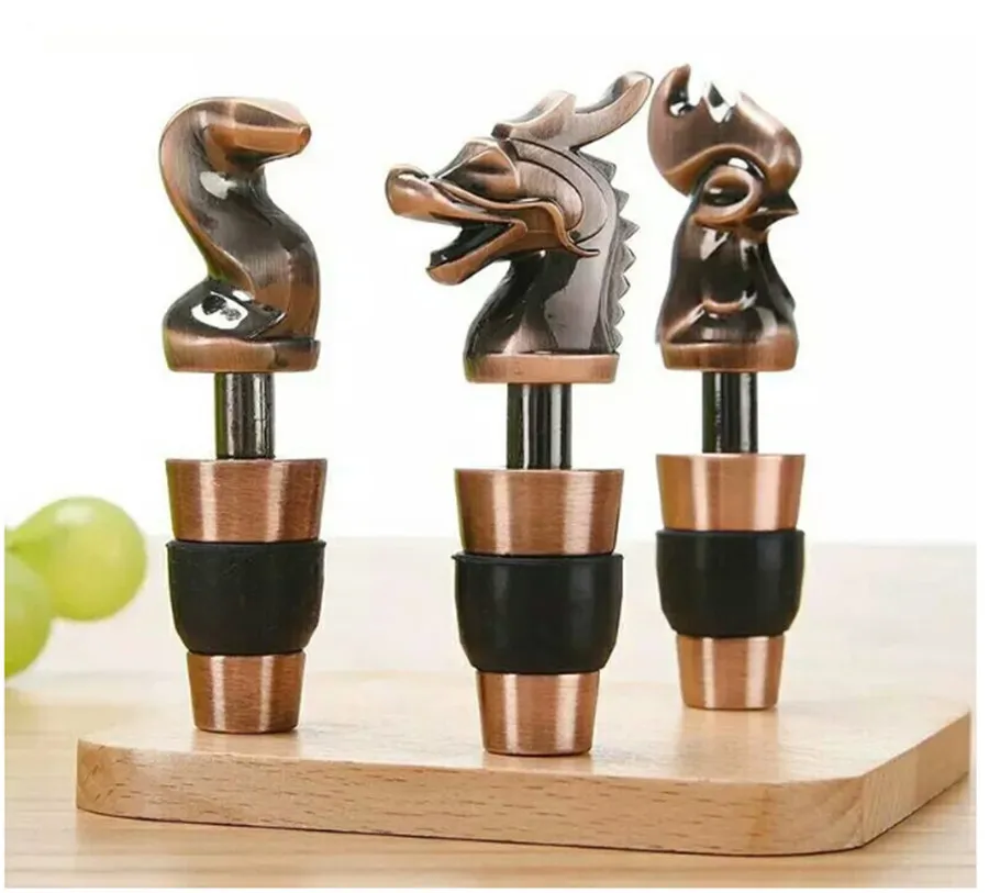 High quality 12 Chinese zodiac Bronze wine bottle stopper Creative