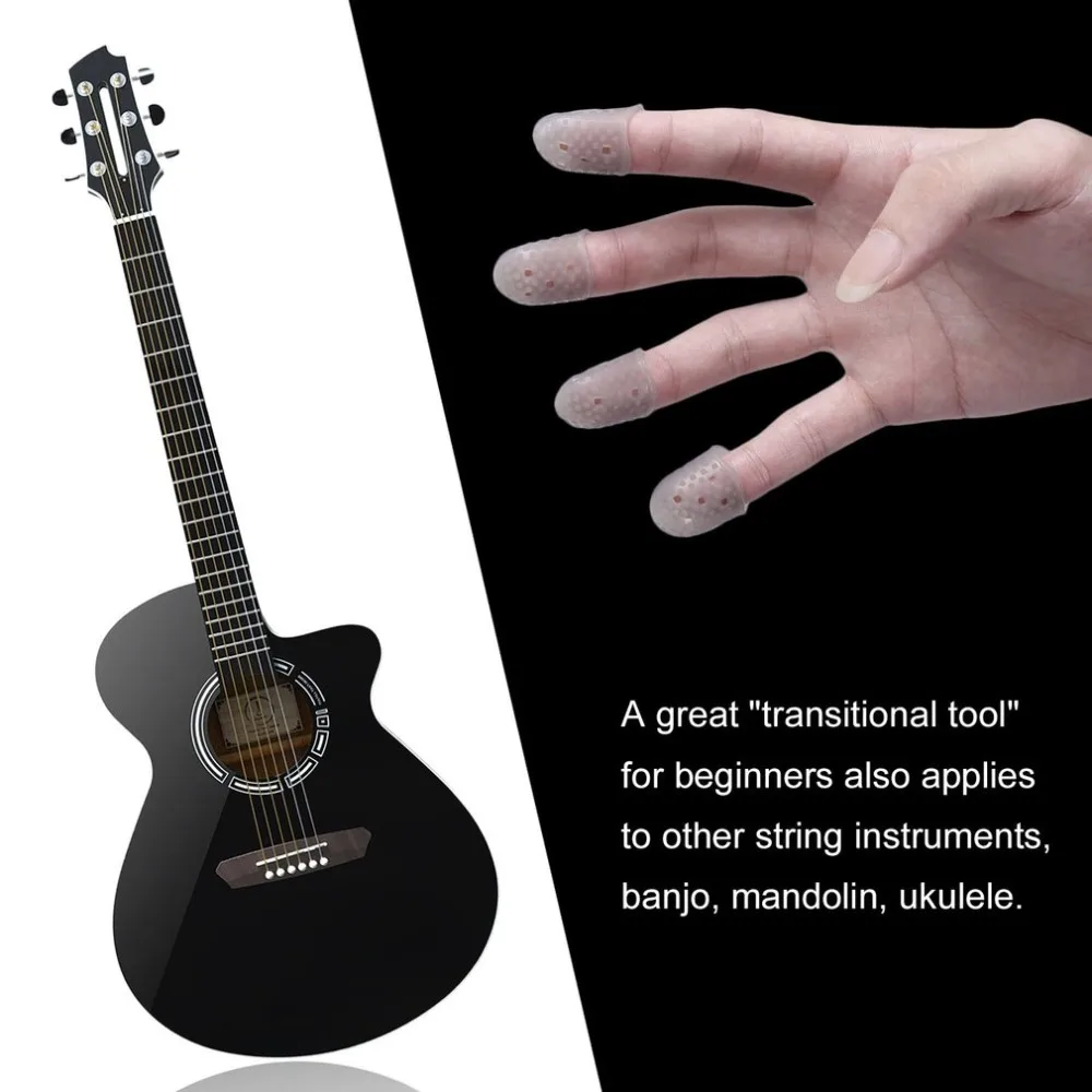 4pcs/set Silicone Finger Guards Guitar Fingertip Protectors For Ukulele