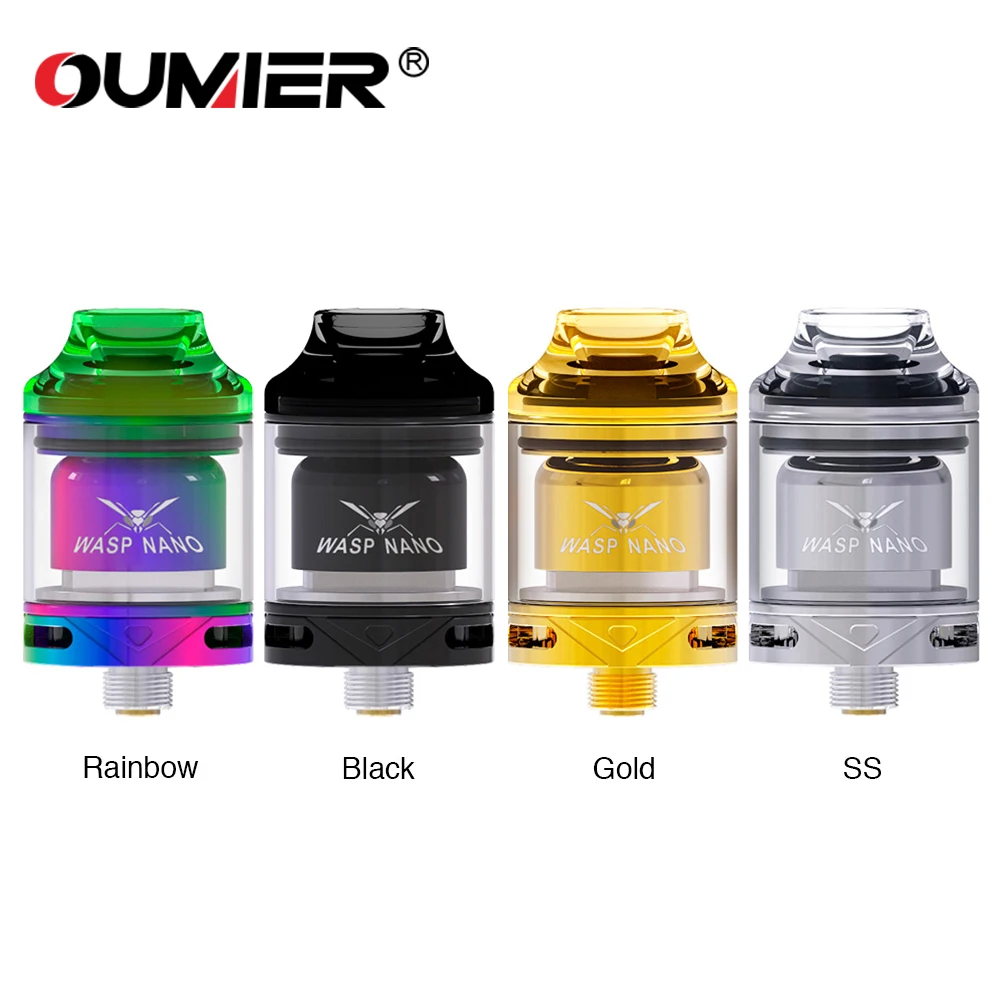 Skup Oryginalny OUMIER WASP NANO RTA 2ml pojemność 23mm Atomizer W górny wkład projekt i PCTG końcówka kroplowa e cig zbiornik do e papierosa VS WASP NANO RDTA