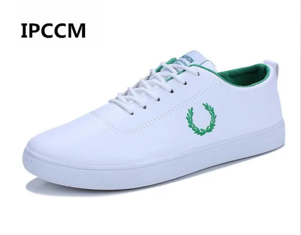 

IPCCM 2018 Spring/Autumn New Breathable Low To Help High Quality Pu Students Shoes Men's Fashion Light Lace Casual White Shoes