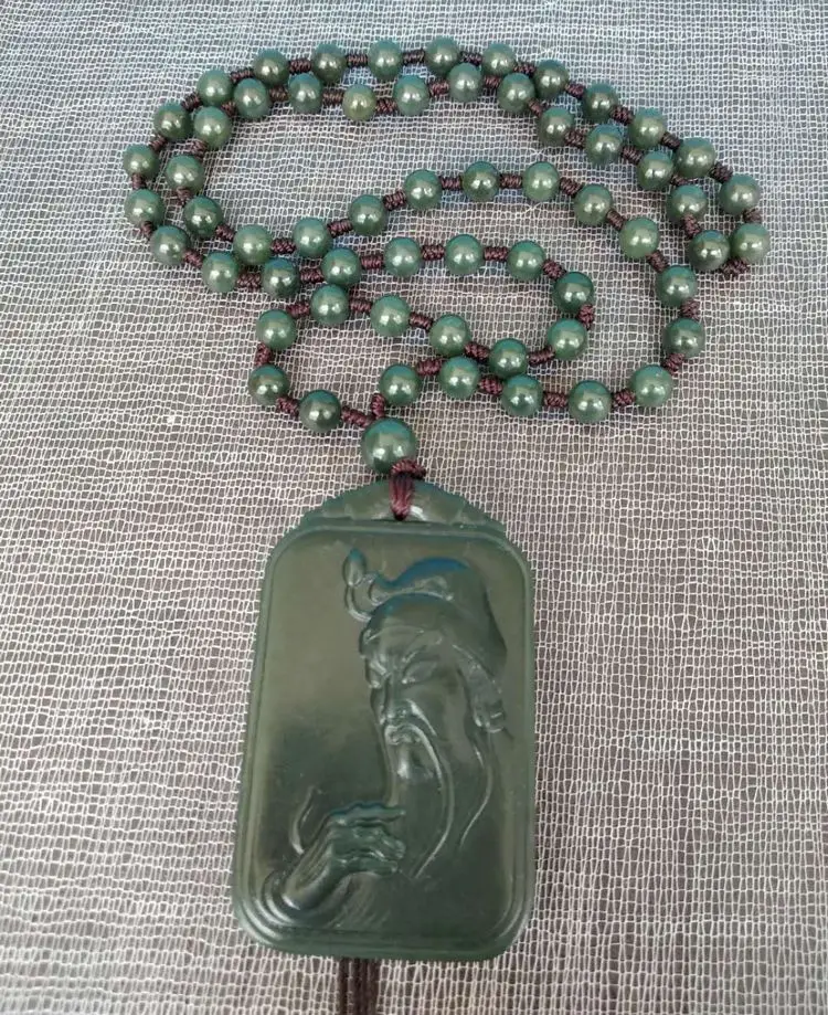 Бутылка природы зеленый нефритовый кулон jadite Амулет ожерелье из бисера Carven GuanYu Bless For you