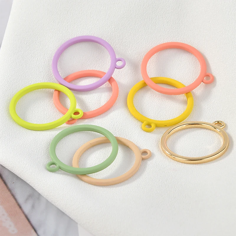 

Minimalist geometry circular Makaron color spray leather pendant DIY handmade earrings clip material accessories