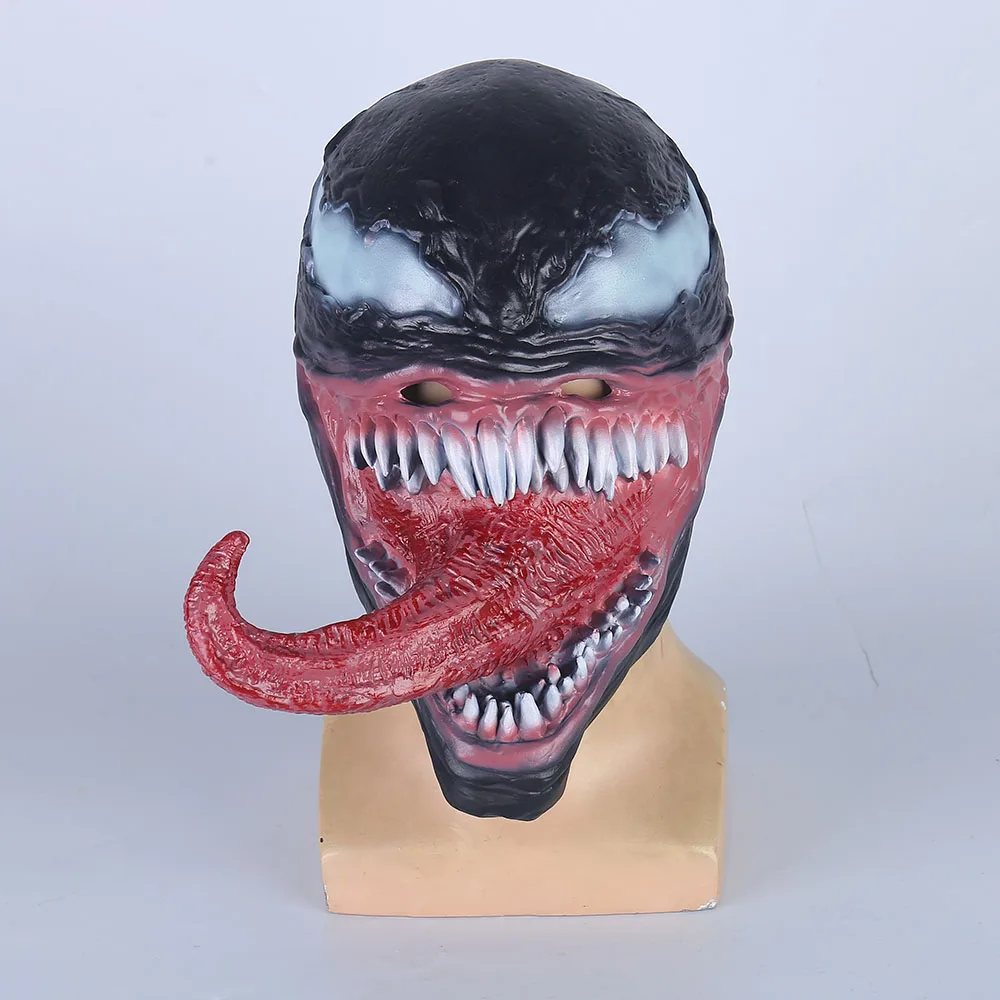 

New Spider-Man The Venom Mask with Long Tongue Cosplay Spiderman Edward Brock Dark Superhero Venom Latex Horror Mask Beanie Hat