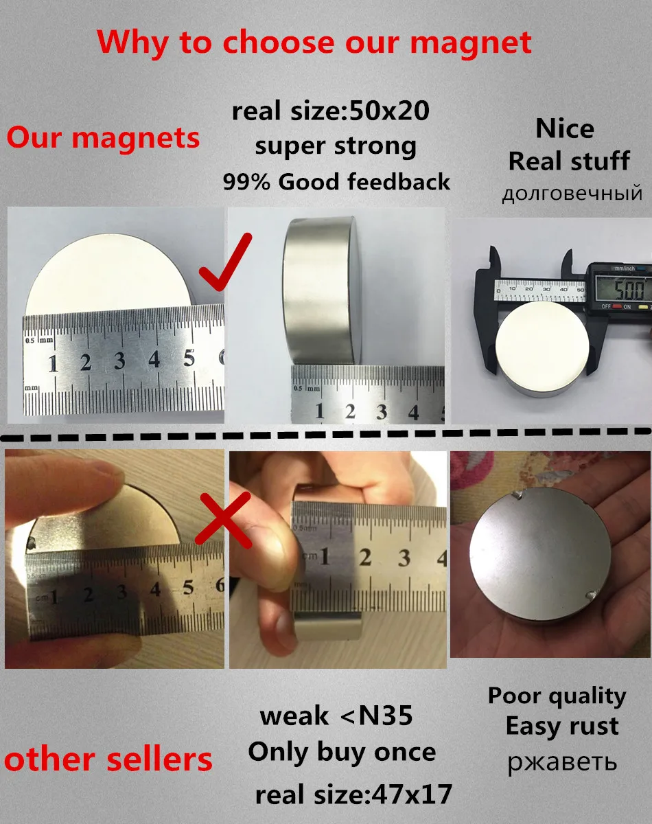 1 шт. неодимовый магнит 50x20 мм металлический магнит супер сильный Круглый магнит 50*20 редкоземельный Мощный постоянный магнит N52 N35