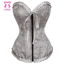 Burlesque Women Body Shaper Paisely Pattern Brocade Corset Clothing Overbust Boning Bustier Crop top corpete e corseletes